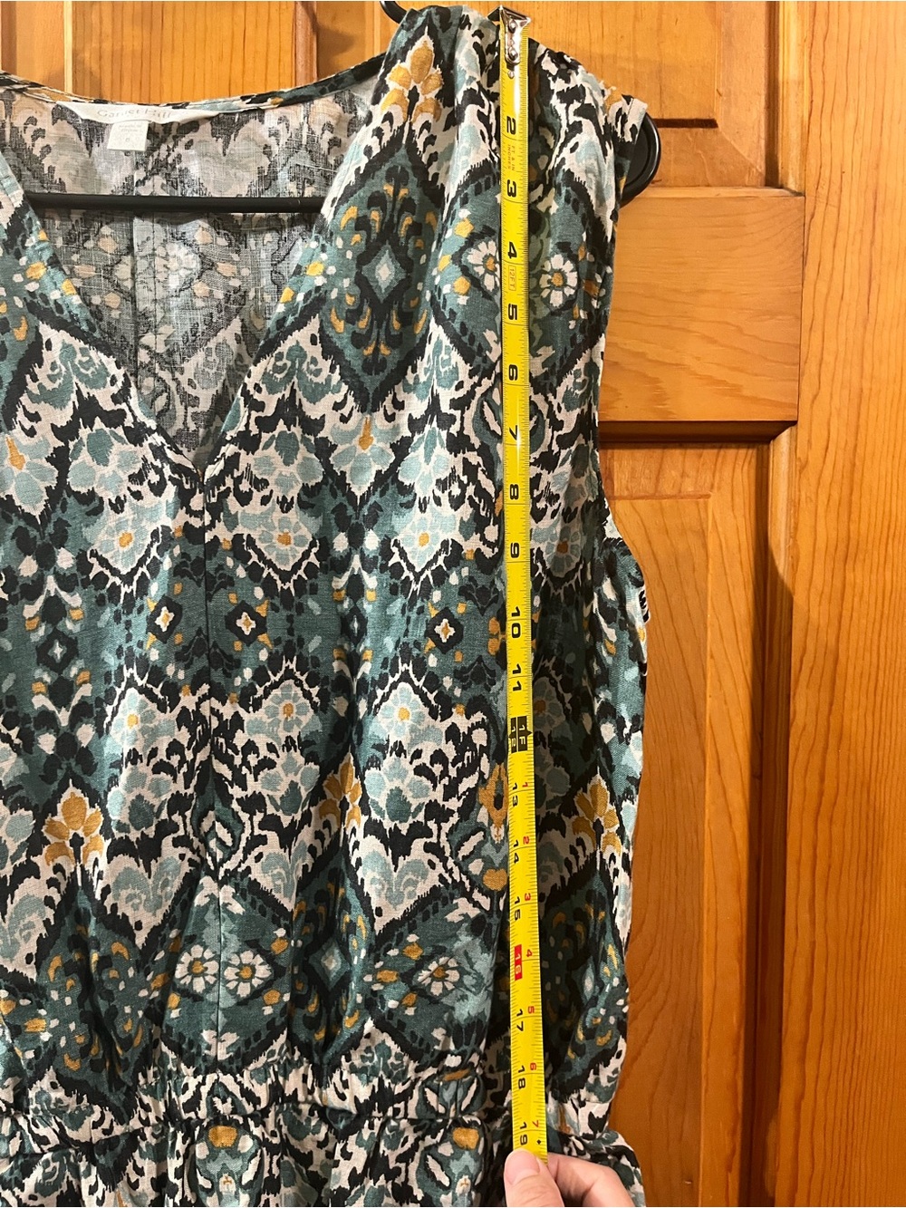 Garnet Hill Linen Maxi Dress 8 Green Side Slits Pockets Lagenlook Granola - Picture 10 of 11